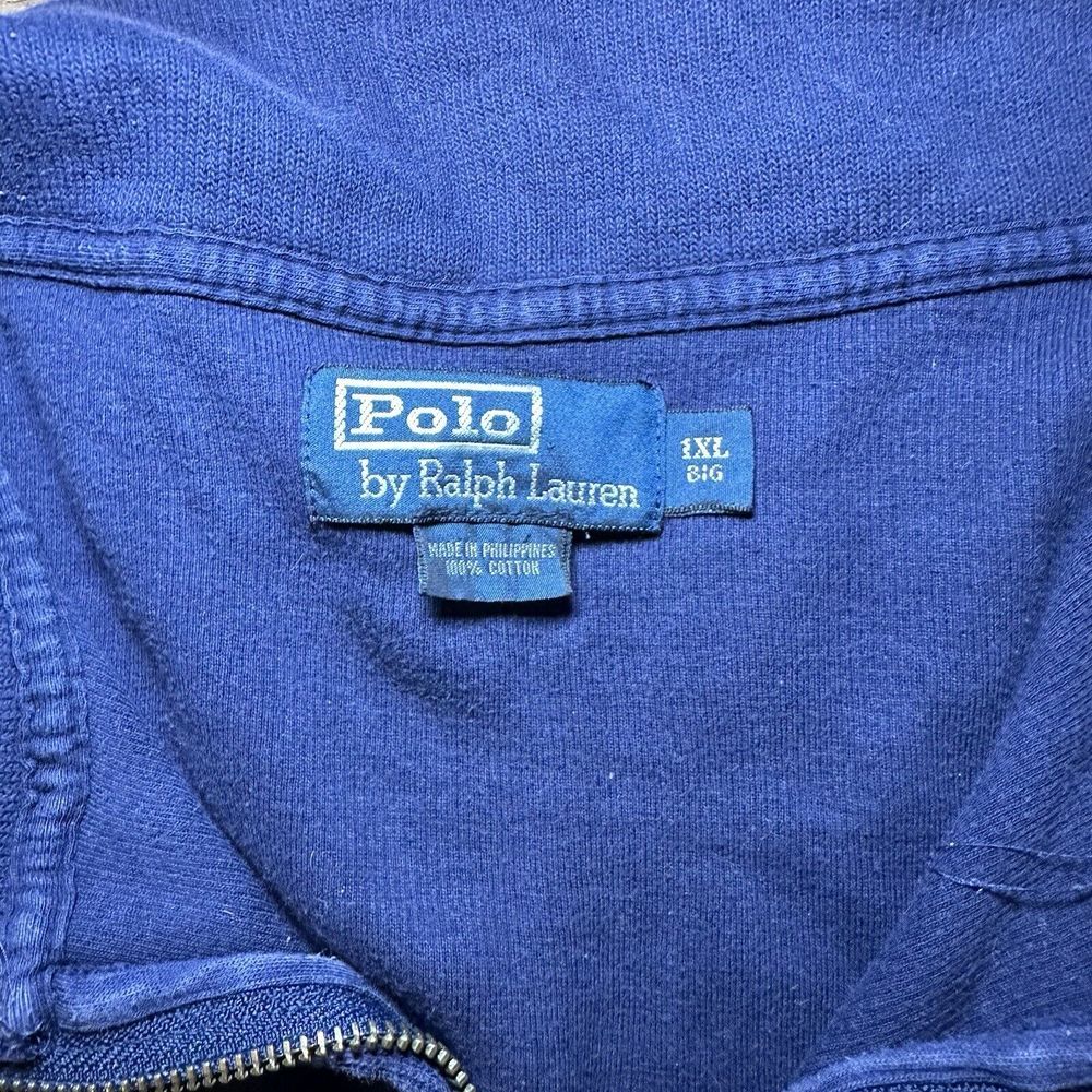 Polo Ralph Lauren‎ 1/4 Zip Pullover Sweater Mens 1XL Big Navy Blue Academia - Picture 4 of 10